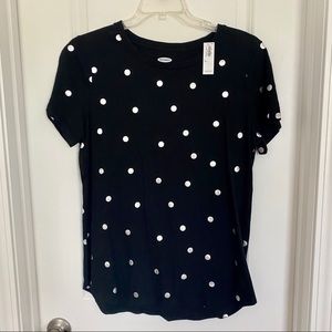 NWT Silver Polka Dot Black Tee